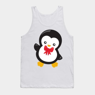 Christmas Penguin, Penguin With Bow Tie, Xmas Tank Top